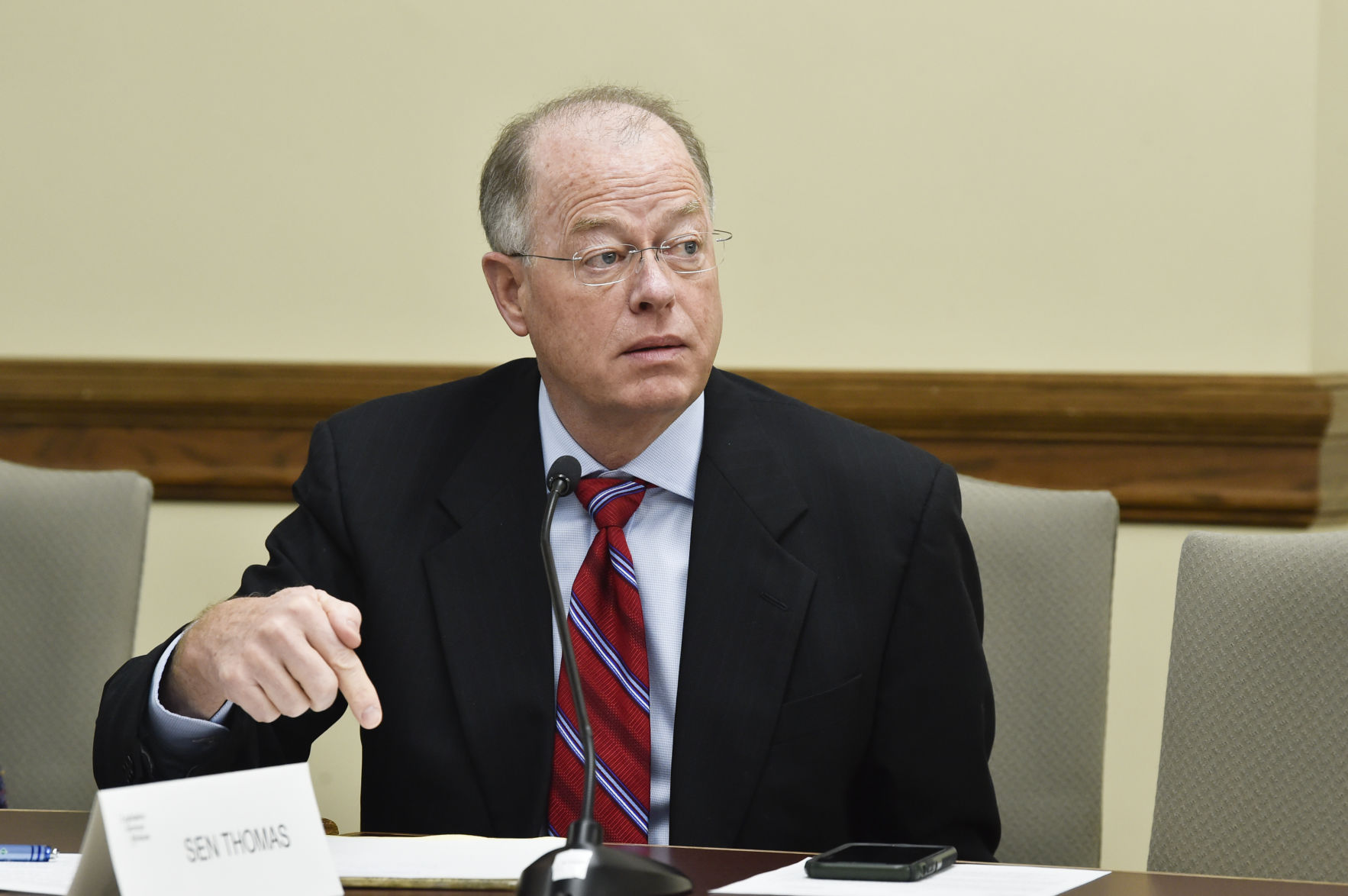 Sen. Fred Thomas, R-Stevensville, speaks during the SB310 Steering Committee